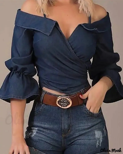 Haut pour filles à manches bouffantes couleur unie en Coton/Nylon/Rayonne, style Salwar Kameez, rétro et original, coupe ample et décontractée, mode printemps-automne - Product Image 2