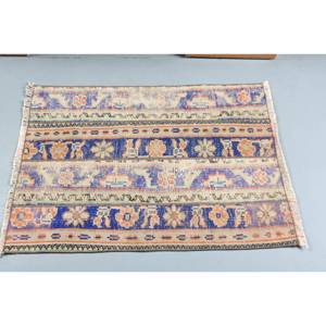 Scandi-สีฟ้าพรมขนสัตว์ตุรกีวินเทจ220x310ซม. พื้นที่ขนาดใหญ่สี่เหลี่ยมผืนผ้าห้องโถงเย็บปะติดปะต่อกันน้ำยางออกแบบนามธรรมสำหรับทางเดิน - Product Image 3