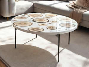 Table à manger en bois d'acacia en résine artisanale moderne de luxe, table de salon imperméable pour mariage, retraite, sympathie, Diwali - Product Image 2