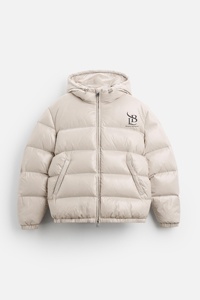 Chaqueta Acolchada Gris Perla con Logotipo Personalizado, Corte Regular, Cuello Alto, Bolsillos con Cremallera, Ropa de Abrigo de Invierno, Chaquetas de Plumón para Hombre - Product Image 5