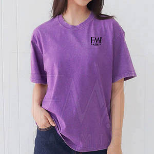 Ropa informal Camisetas de tela de punto para mujer 100% algodón Camisetas de lavado ácido más vendidas con etiqueta privada - Product Image 2