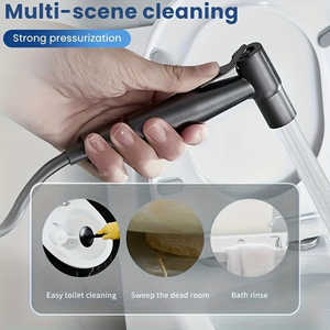 Kit de Accesorios para Inodoro Portátil con Válvula Angular de Doble Función Montada en la Pared, Pistola de Pulverización ABS y Soporte Telescópico para Teléfono, Fácil de Usar - Product Image 2