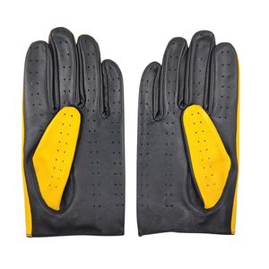 ถุงมือหนังสำหรับขับรถแข่งถุงมือแบบเต็มนิ้วกันลื่นสำหรับทุกเพศถุงมือขับรถหนังสีดำสีเหลืองออกแบบได้ตามต้องการสำหรับฤดูหนาวกลางแจ้ง - Product Image 3