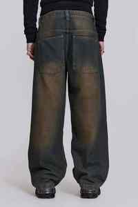 กางเกงยีนส์ทรงหลวมทรงตรงสำหรับผู้ชาย, กางเกงยีนส์ทรงหลวมทรงหลวมสีดำแห้งเร็ว - Product Image 2