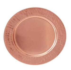 Assiette de service martelée en cuivre de forme ronde assiette de service en cuivre fabriquée à la main indienne assiette en métal en cuivre - Product Image 5