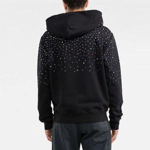Sweat à capuche en coton mélangé personnalisé avec logo en strass pour hommes pull à la mode de haute qualité dernier modèle sweats à capuche en strass pour hommes - Product Image 3