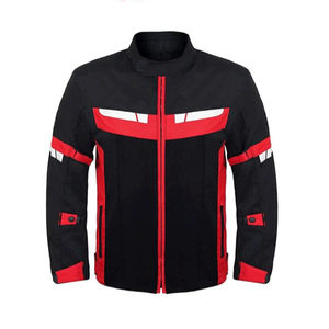 Chaqueta de moto textil impermeable negra/roja para hombre, chaqueta de moto a prueba de viento para Aventuras - Product Image 1