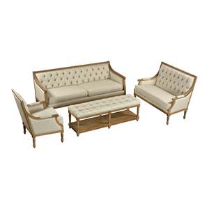 Canapé de salon en bois massif de haute qualité et tissu de couleur blanche de riz pour meubles de salon et meubles d'hôtel - Product Image 4