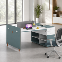 Bureau de travail avec cloison de séparation, panneau latéral pour l'intimité, rangement, socle et boîte de prises E1, mobilier de bureau en mélamine