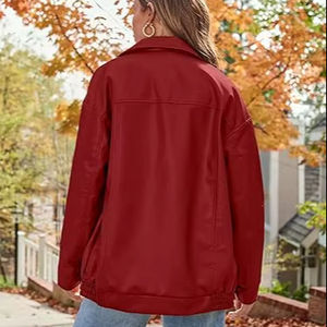 เสื้อแจ็คเก็ตหนังผู้ชาย ระบายอากาศได้ดี เป็นมิตรกับสิ่งแวดล้อม แห้งเร็ว อุ่นสำหรับฤดูหนาว คอตั้ง สไตล์ลำลอง คุณภาพสูง ปรับแต่งได้ - Product Image 2