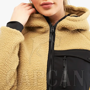 Sweat à capuche femme de haute qualité col zippé Sherpa matériau à séchage rapide Design personnalisable Long hiver XS deux poches latérales bon prix - Product Image 3