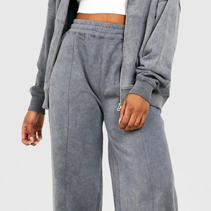 Survêtement en coton délavé uni pour femme, idéal pour diverses occasions décontractées, conception de haute qualité pour les acheteurs en gros - Product Image 3