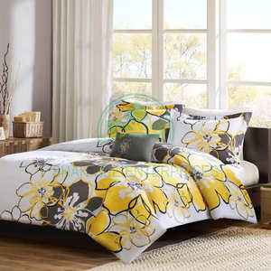 Ensemble de draps en coton 300 fils à motif floral personnalisé en gros, résistant à l'eau, réversible, écologique, literie 3 pièces (européen - Product Image 1