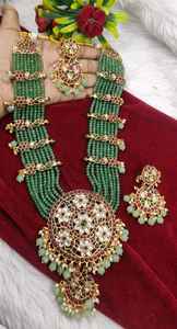 Heavy Multi-Strand Maroon Bead Collar Kundan Colgante Clásico Indio Boda Joyería Moissanite Compromiso Aniversario - Product Image 2