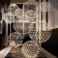 Lustre moderne en forme de boule de feu d'artifice, luminaire suspendu en acier inoxydable, décoration d'intérieur