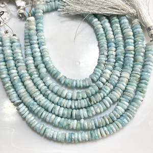 Haute qualité facettes Rondelle forme Larimar perles couleur bleue prix de gros - Product Image 5