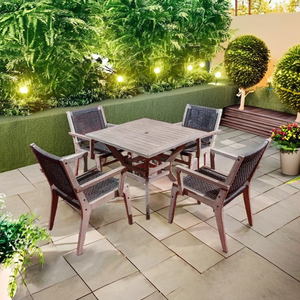 High Quality Durable Modern Ovan <b>Walnut</b> Wood 5-Piece Dining <b>Table</b> Chairs Set Mattress for Home Hotel Apartment Villa Easy - Product Image 2