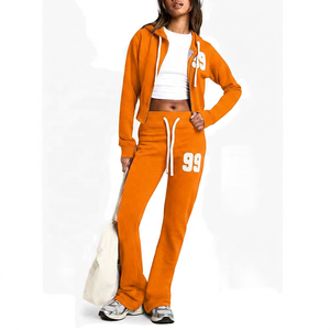 <b>Women's</b> Maroon Two Piece Breathable Plus Size Tracksuit Hooded <b>Zip</b> <b>Sweatshirt</b> High Waist Joggers Number 99 Print Casual Regular - Product Image 6