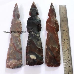 Indian Agate 4-Inch Eagle Shape Arrowhead Semi-Precious Stone Craft with Fancy Designs Carved Agate Handmade <b>Mascot</b> - Product Image 5
