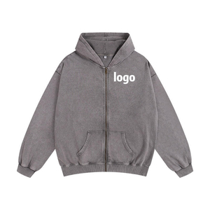 Vente en gros 2025 nouveau Oem 100% coton blanc épais coton luxe fermeture éclair sweats à capuche veste à capuche mode blanc plaine hommes Zip sweats à capuche - Product Image 5