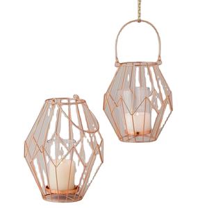 Juego de linternas colgantes para decoración del hogar y hotel, tarros de vela de Metal, diseño moderno, soporte de velas de cobre, linterna de Metal - Product Image 1