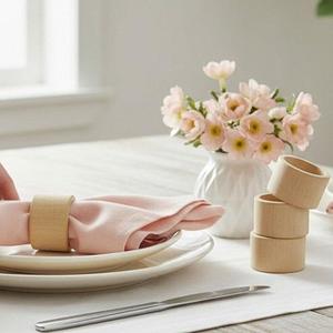 Ensemble de 6 anneaux de serviette en bois pour votre table, artisanat, ensemble d'anneaux de serviette en bois avec 6 anneaux de serviette décoratifs par f s i - Product Image 4