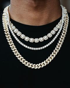 Diamond Tester GRA Hip Hop S925 Silver Iced Bling 3 filas 14mm-20mm VVS Moissanite collar de eslabones cubanos para hombres 16mm-18mm - Product Image 2