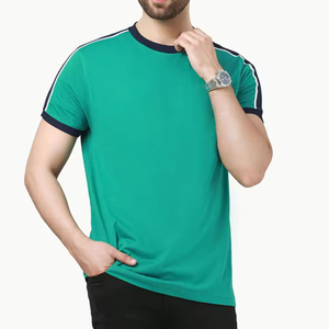 Nouveau design de haute qualité col rond deux tons couleur coton tissu t-shirt pour hommes avec prix de gros - Product Image 2