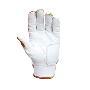 Gants de baseball à doigts entiers, blancs, rouges, bleus, en cuir, fermeture auto-agrippante, antidérapants, pour droitier, adulte, toutes saisons - Product Image 2