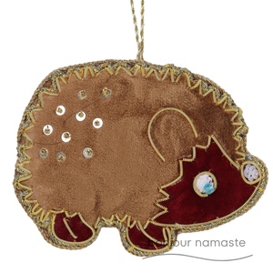 Ornamento di natale con perline riccio | Ornamento Eco Friendly decorazione animale fatta a mano nel bosco - Product Image 1