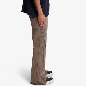 กางเกงวอร์มขาบานทรงแฟชั่นสตรีทสไตล์สำหรับผู้ชาย ผ้าเฟรนช์เทอร์รี่เนื้อหนา ซันเฟดวอช ทรงแบ็กกี้ ซิปข้าง รับทำโลโก้ OEM - Product Image 3