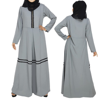 Nuevo Diseño, Alta Calidad, Transpirable, Secado Rápido, Ropa Casual Islámica, Abaya para Mujer, Moda, Color Sólido, Manga Larga, Largo hasta el Tobillo