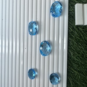 Briolette พลอยธรรมชาติสวิสสีฟ้าบุษราคัมตัดหลวมสำหรับเครื่องประดับทำทุกขนาด - Product Image 4