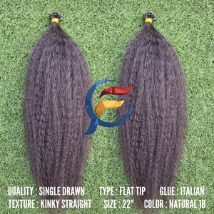 Extensions de cheveux lisses et crépus à pointes plates en kératine italienne de luxe, 100% cheveux vierges Remy humains, cuticules alignées, sans nœuds - Product Image 5