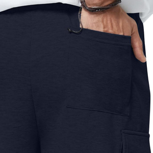 Pantalones cortos Cargo largos de longitud media para hombre, pantalones cortos de trabajo ligeros y duraderos, cintura elástica de algodón, ajuste holgado con múltiples bolsillos - Product Image 4
