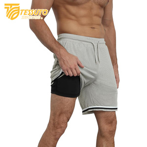 High Quality Men's & Women's Gym Fitness Athletic Running <b>Shorts</b> Quick Dry Breathable Mesh Striped <b>Zipper</b> <b>Pockets</b> Plain Dyed - Product Image 4