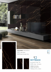 Carreaux de porcelaine noirs polis antidérapants élégants de 600*1200mm Porcelanato de style classique pour les carreaux de sol et de mur intérieurs d'hôtel - Product Image 3
