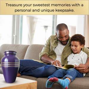 Memorial Concepts Urna de cremación de tamaño adulto Funeral para hombres y mujeres Urna crematoria de tamaño completo para almacenar Ashe humano Púrpura y oro - Product Image 2