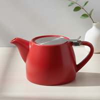 Théière en céramique de qualité supérieure 3460122-0.5, pot à infuser réutilisable 550ML, revêtement émaillé, design mignon pour le service quotidien du thé