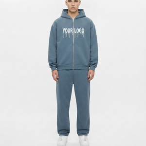 Conjunto de Sudadera con Capucha de Color Sólido para Hombre, Manga Larga, Chándal Informal, Bolsillos Laterales, Corte Regular, Algodón Grueso, Invierno - Product Image 4