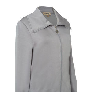 Casual Grey <b>Zip</b>-<b>Up</b> Knitted <b>Cardigan</b> - Product Image 2