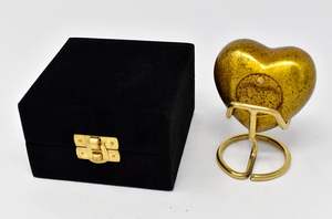 Cremation Urn <b>for</b> <b>Ashes</b> Keepsake Orange Heart Urn with Case <b>Box</b> and Brass Stand Mini Pet Urn <b>for</b> Your Loved One (Orange Heart) - Product Image 6