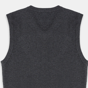 PULL personnalisable homme 100% coton col en V sans manches GRIS motif uni respirant anti-rides anti-rétrécissement logo avant ODM - Product Image 5