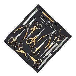 Kit de belleza, cortaúñas con revestimiento de color dorado medio, tijeras, limas de uñas, juego de manicura profesional con impresión de logotipo personalizado, OEM - Product Image 1