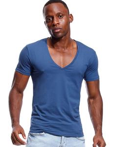 Camiseta con cuello en V profundo para hombre, camiseta de corte bajo, camiseta Invisible, camiseta con dobladillo redondo, Camisetas estampadas Tri Blend personalizadas, camiseta para hombre - Product Image 1