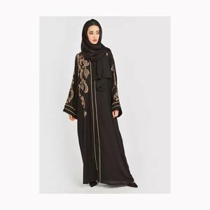 Últimos diseños de Abaya, lujoso, liso, de cintura alta, ajustado con cinturón y pecho, diseño cruzado, Maxi vestido de mujer musulmana de Dubái - Product Image 4