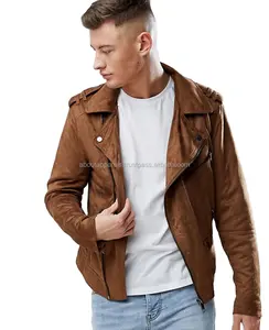 Men sheep skin motorbike genuine leather jacket jacket leather,Wholesale 100% Genuine Calfskin Leather Biker jacket men