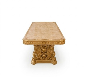 Royal Retro Style Maharaja <b>Dining</b> <b>Table</b> Set Masterpiece Antique Gold Wooden Carved <b>Dining</b> <b>Table</b> <b>with</b> Tufted <b>Chairs</b> for 10 Person - Product Image 4