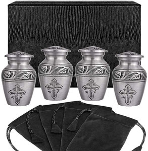 Set of 4 Customized Metal Chelice Urn Pewter Finish Adult Funeral Cremation <b>Keepsake</b> Urn Decorative Adult Cremation Urn Set - Product Image 3