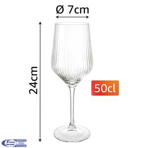 Set di 6 Bicchieri da Vino in Cristallo Meridiana Arca, Capacità 50 Cl, Design Lineare Scanalato per Vino Bianco e Rosso, Ideali per Feste - Product Image 3